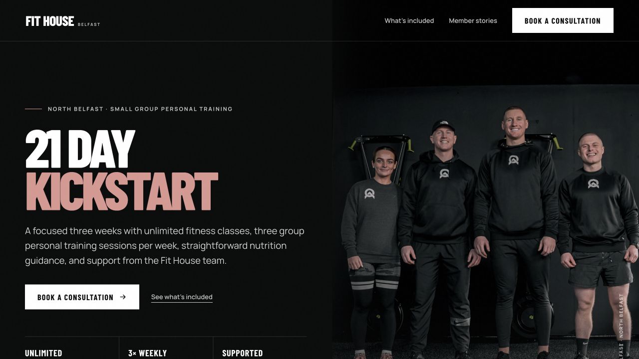 Fit House Belfast website: 21 Day Kickstart · North Belfast