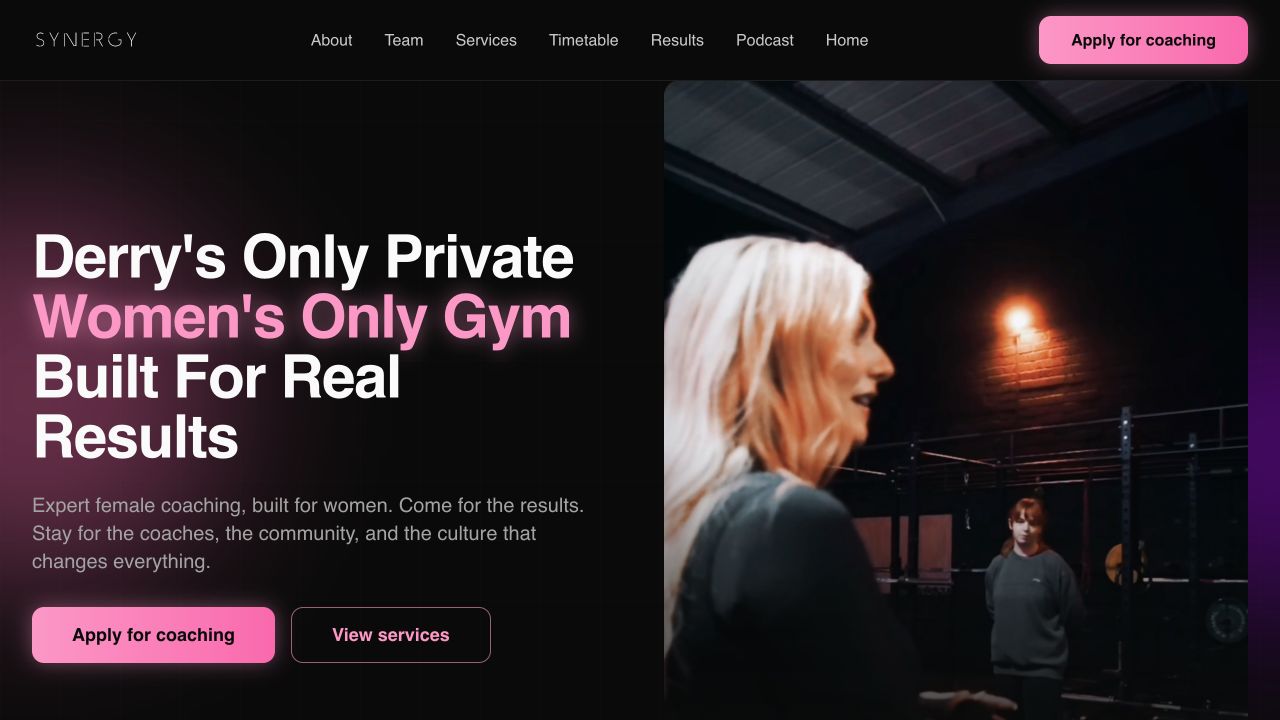 Synergy website: Women’s gym website · Derry